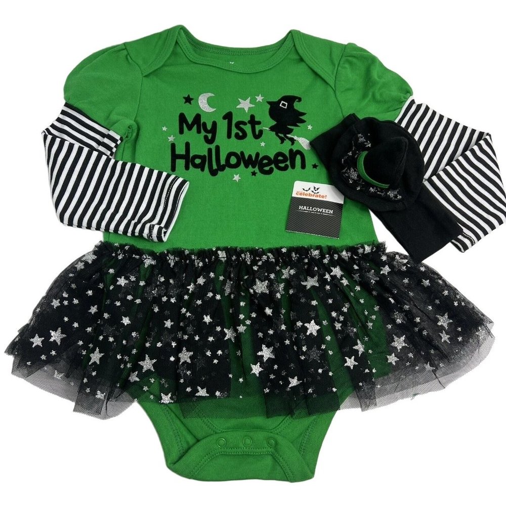 Way To Celebrate Baby Tutu & Headband Outfit Size 24 Months My 1st Halloween New